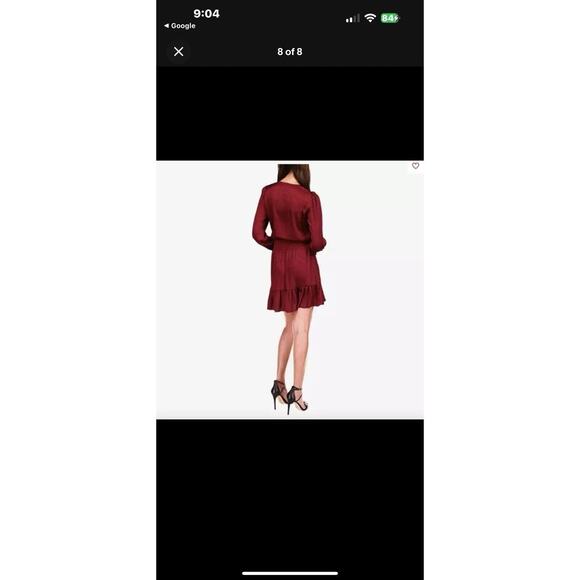 MICHAEL KORS NWT Julia Faux Wrap Ruffle Hem Mini Dress Size XS Dark Ruby Cheetah - Picture 4 of 9